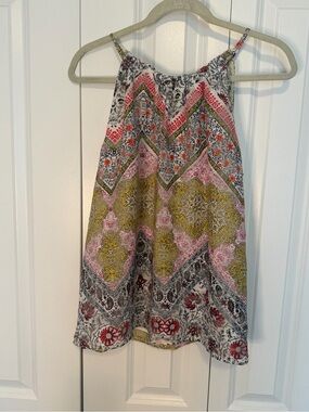 LOFT Multicolor Printed Spaghetti Strap Tank Top - Pink, Yellow, Black